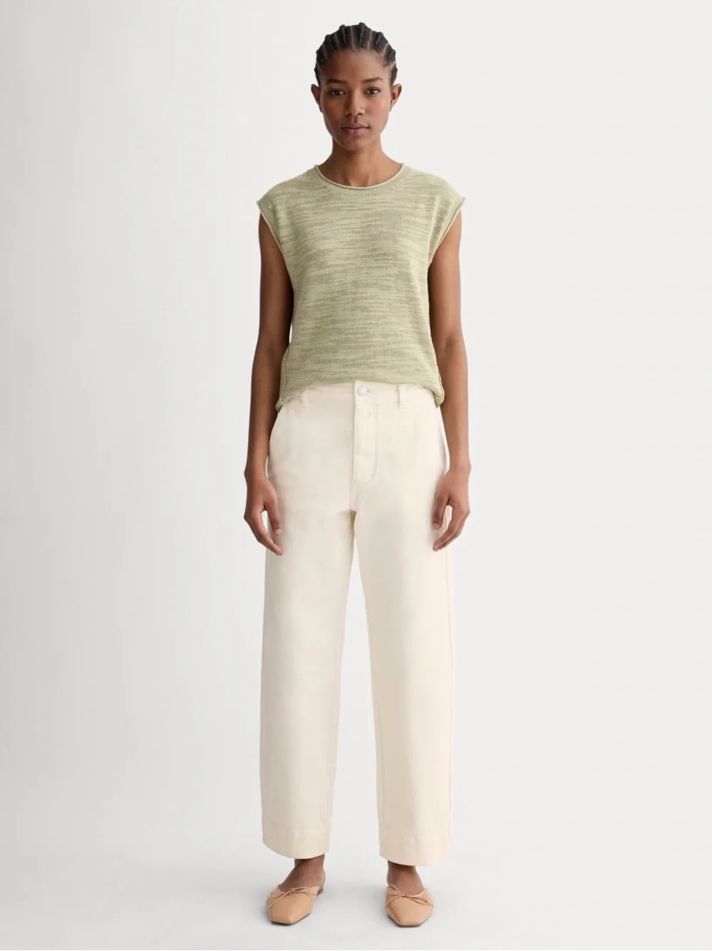 Everlane UTILITY STRAIGHT-LEG PANTs bone white Size 14 NWT cropped cotton